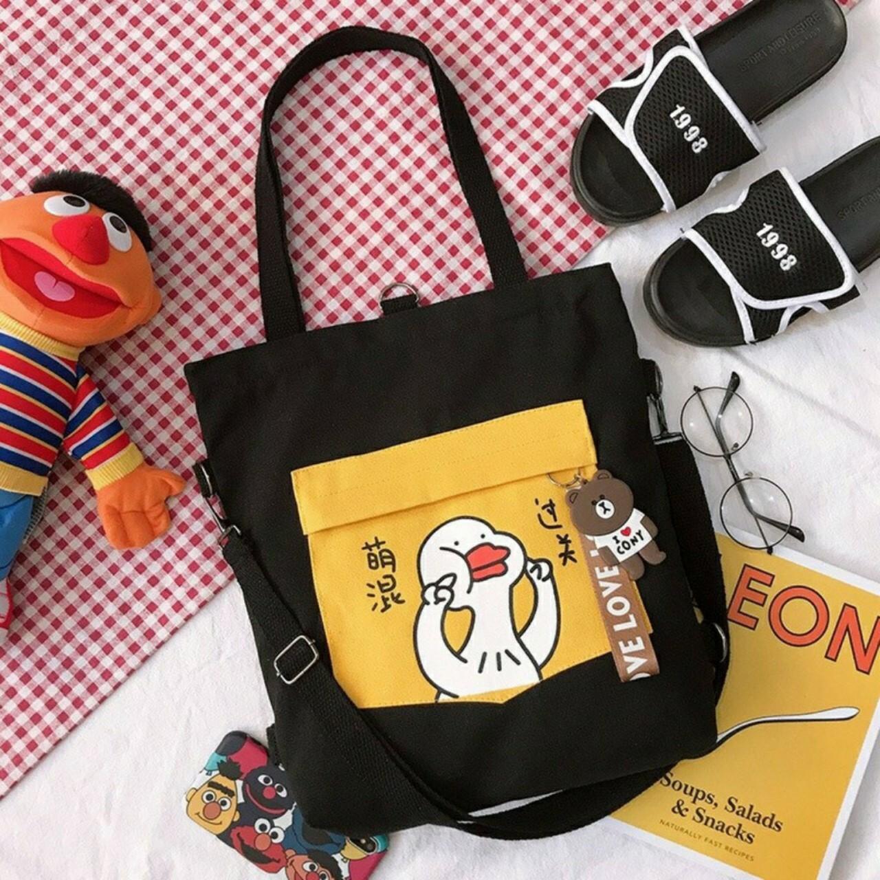 [Giá sỉ] Túi tote canvas đeo vai, đeo chéo thời trang nam, nữ Hàn Quốc- Chú ngỗng