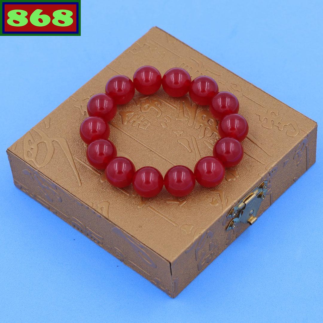 [HCM]Vòng chuỗi đá thạch anh đỏ 14 ly 14 hạt kèm hộp gỗ
