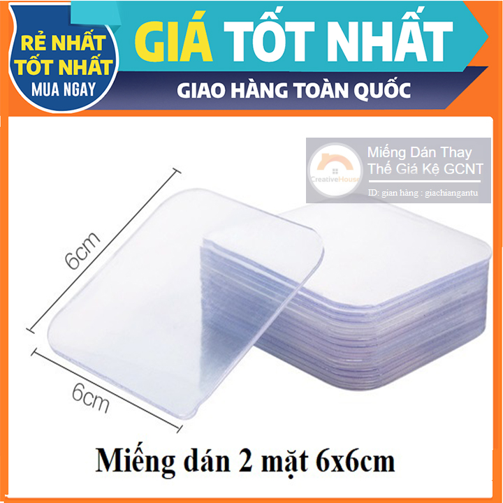 Bộ 2 miếng dán 2 măt (6x6cm TRONG ) thay thế - mua dự phòng