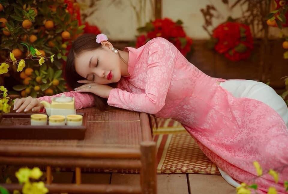 (Xả lẻ size) Áo dài gấm tơ hoa nhí vải mềm