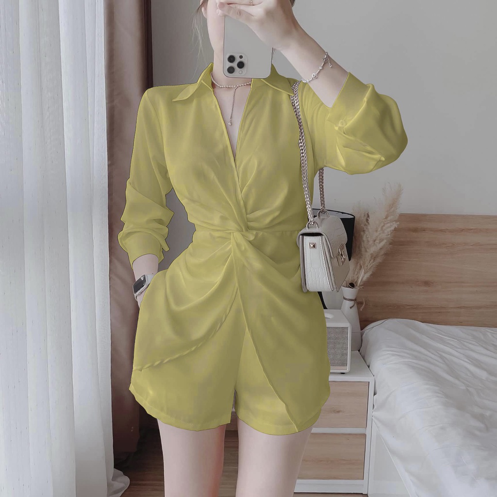 [Nhập LAZFASHION32 - giảm 60K] Set Bộ Sơ Mi Nhúm Xoắn Eo SV48