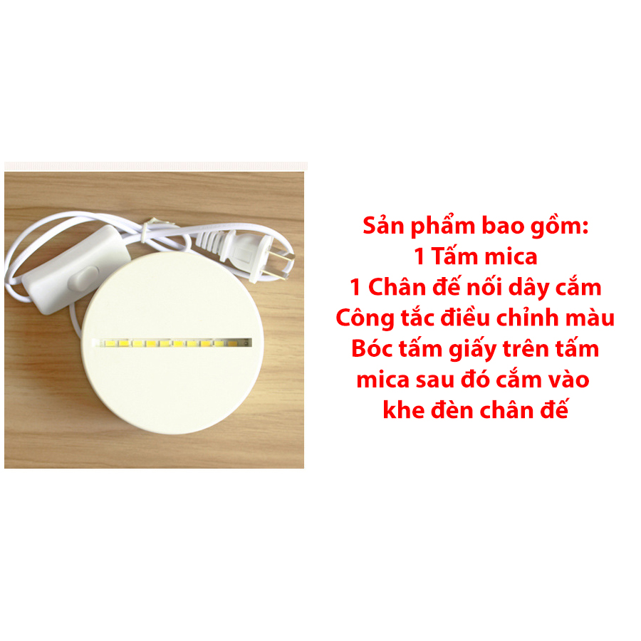 Đèn ngủ led 3d, đèn trang trí phòng ngủ ba chế độ