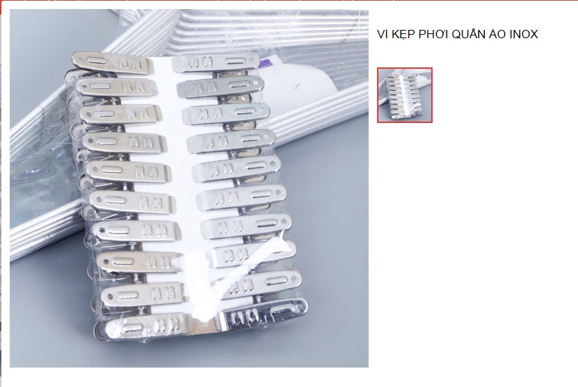 Vỉ 20 kẹp quần áo inox cao cấp
