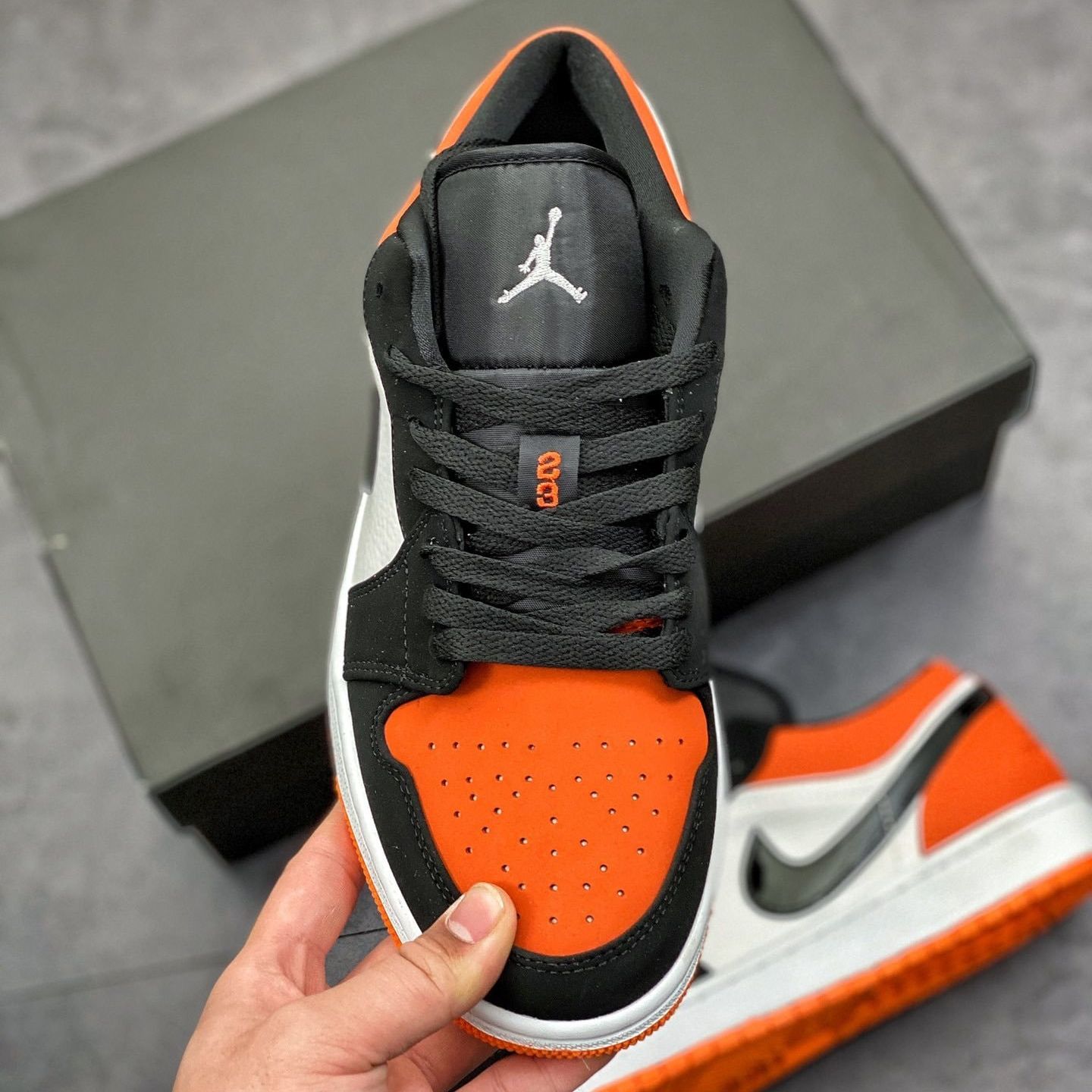 Giày Sneaker Air J0rdan 1 low Shattered Backboard (JD1 Đen cam)