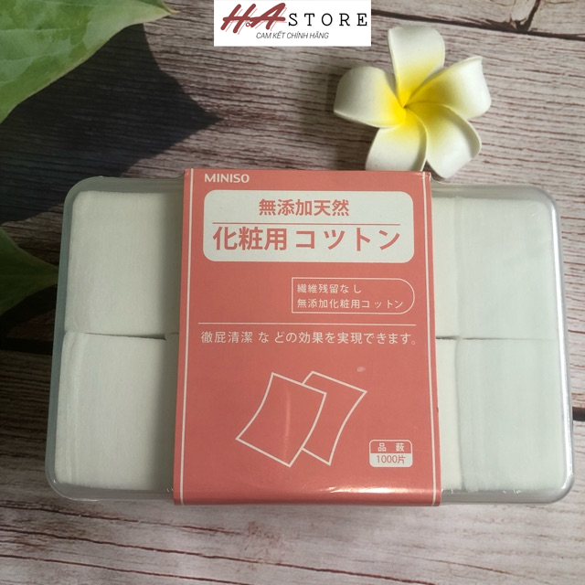 Bông Tẩy Trang Miniso Natural Cotton Pads 1000 miếng nội địa Nhật Cotton 3 lớp làm sạch da