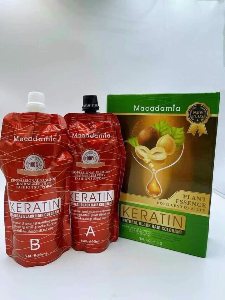 Nhuộm Đen Không Dính Da Đầu keratin 500ml x 2