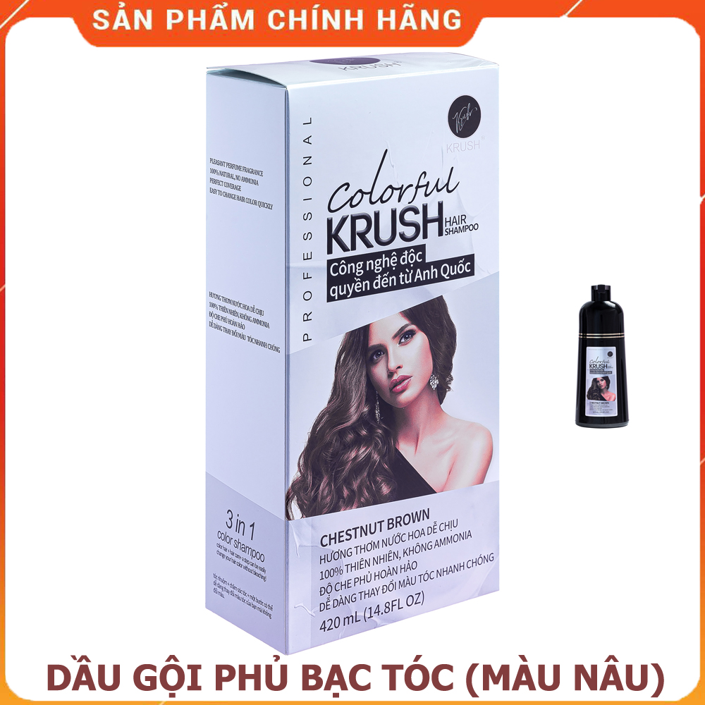 Dầu gội đầu phủ bạc đen tóc Krush Anh Quốc (Tặng lược nhuộm tóc)