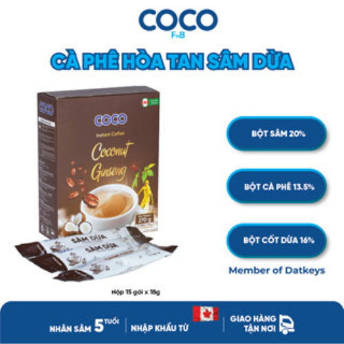 [QUÀ TẶNG KHÔNG BÁN] Cà phê hòa tan sâm dừa hiệu COCO với nhân sâm bột Canada