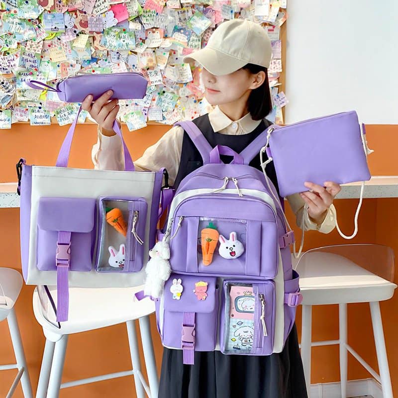 Balo thời trang nam nữ, balo chống nước ulzzang, combo thời trang 4 món - set balo 4 món yhao kiếng xuxu