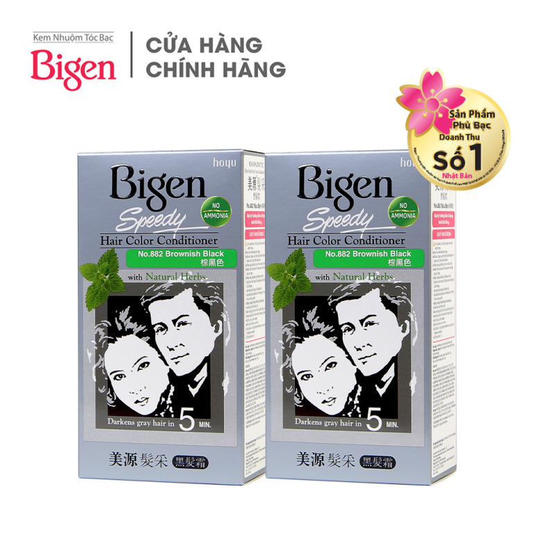 Combo 2 Hộp Thuốc nhuộm dưỡng tóc phủ bạc thảo dược Bigen Conditioner Thương hiệu Nhật Bản 80mlx2 dạng kem