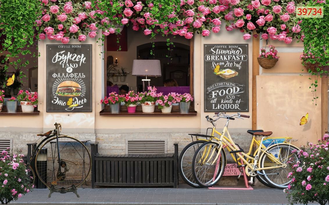 Tranh 3D dán quán cà phê trà sữa