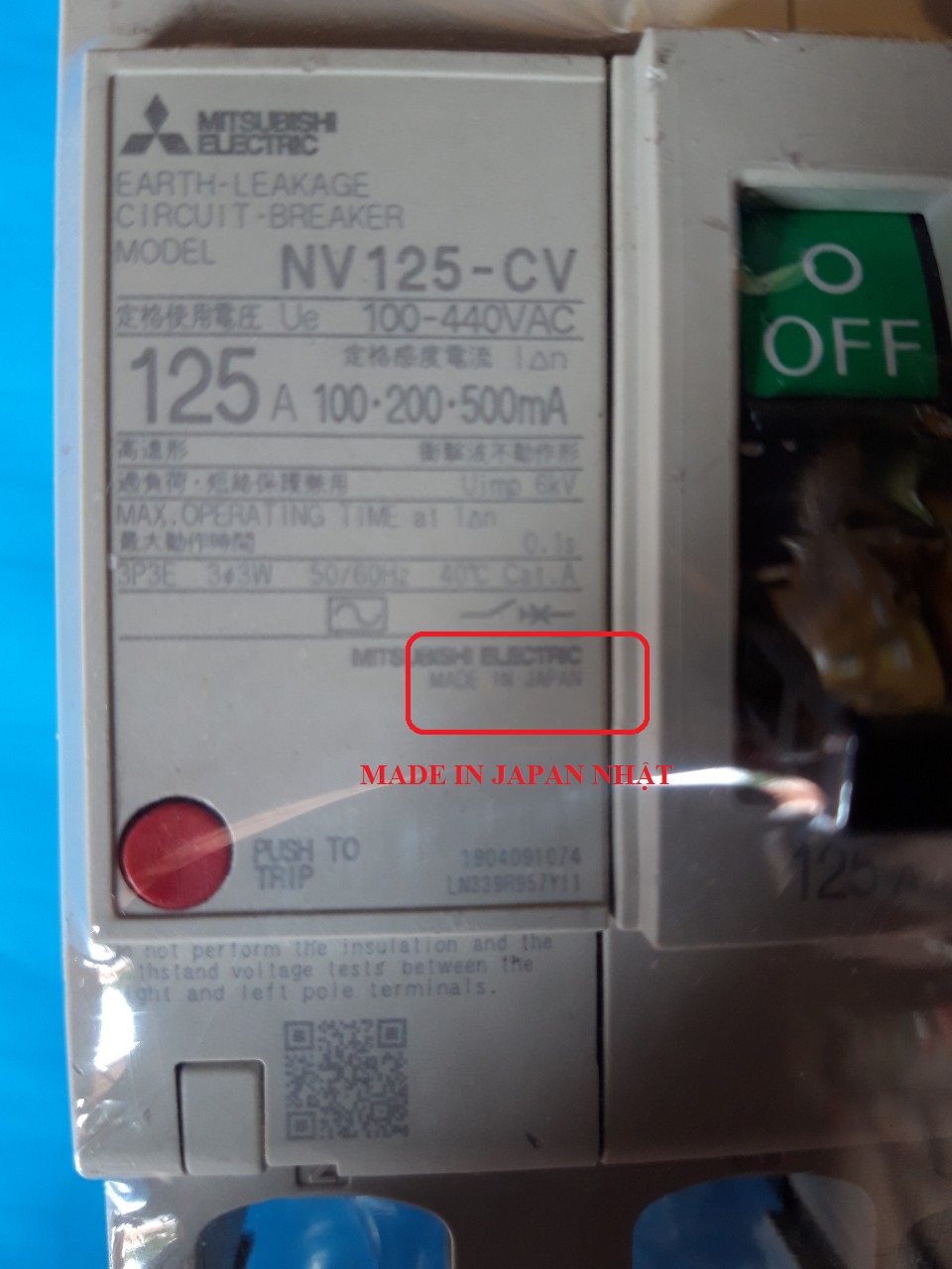 Aptomat Chống Rò Điện Nhật Bản 3 Pha 100A 125A