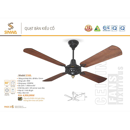 QUẠT TRẦN CỔ ĐIỂN SINWA S168