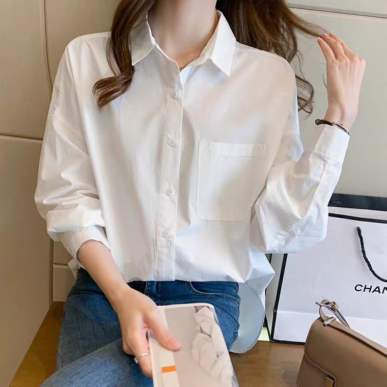 Áo sơ mi trắng nữ ulzzang phom rộng