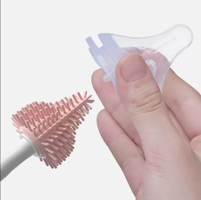 Cọ rửa bình sữa Silicon cao cấp 3 chi tiết [Tay cầm xoay 360 độ]
