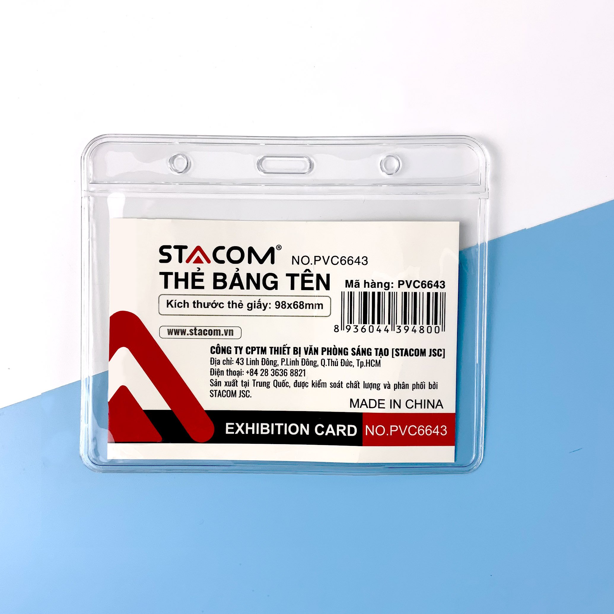 (Set 6 cái) Thẻ đeo bảng tên nhựa dẻo Stacom dáng ngang PVC6643 (chưa kèm dây)