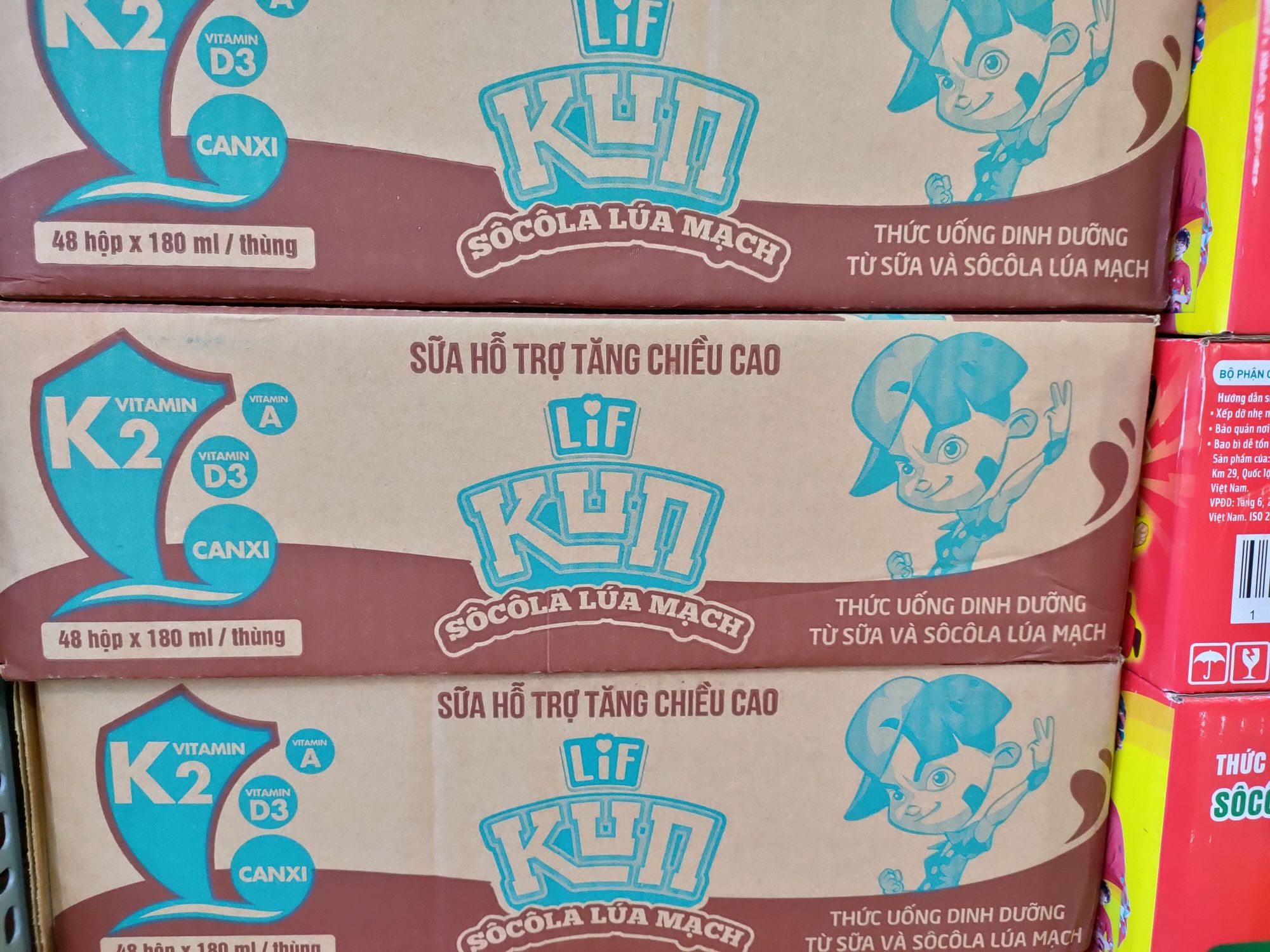 Thùng sữa Kun socola lúa mạch 180ml (48hộp x 180ml)