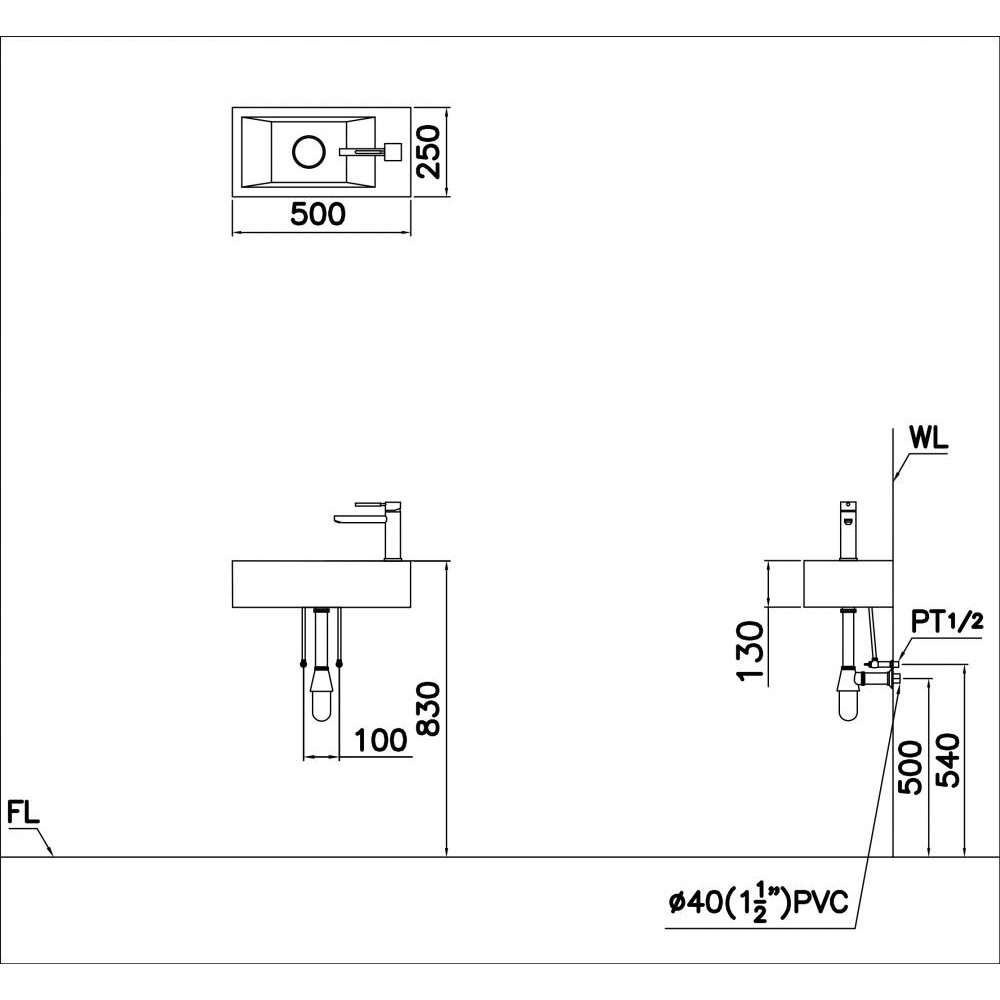 Chậu rửa lavabo treo tường LF5239S Caesar