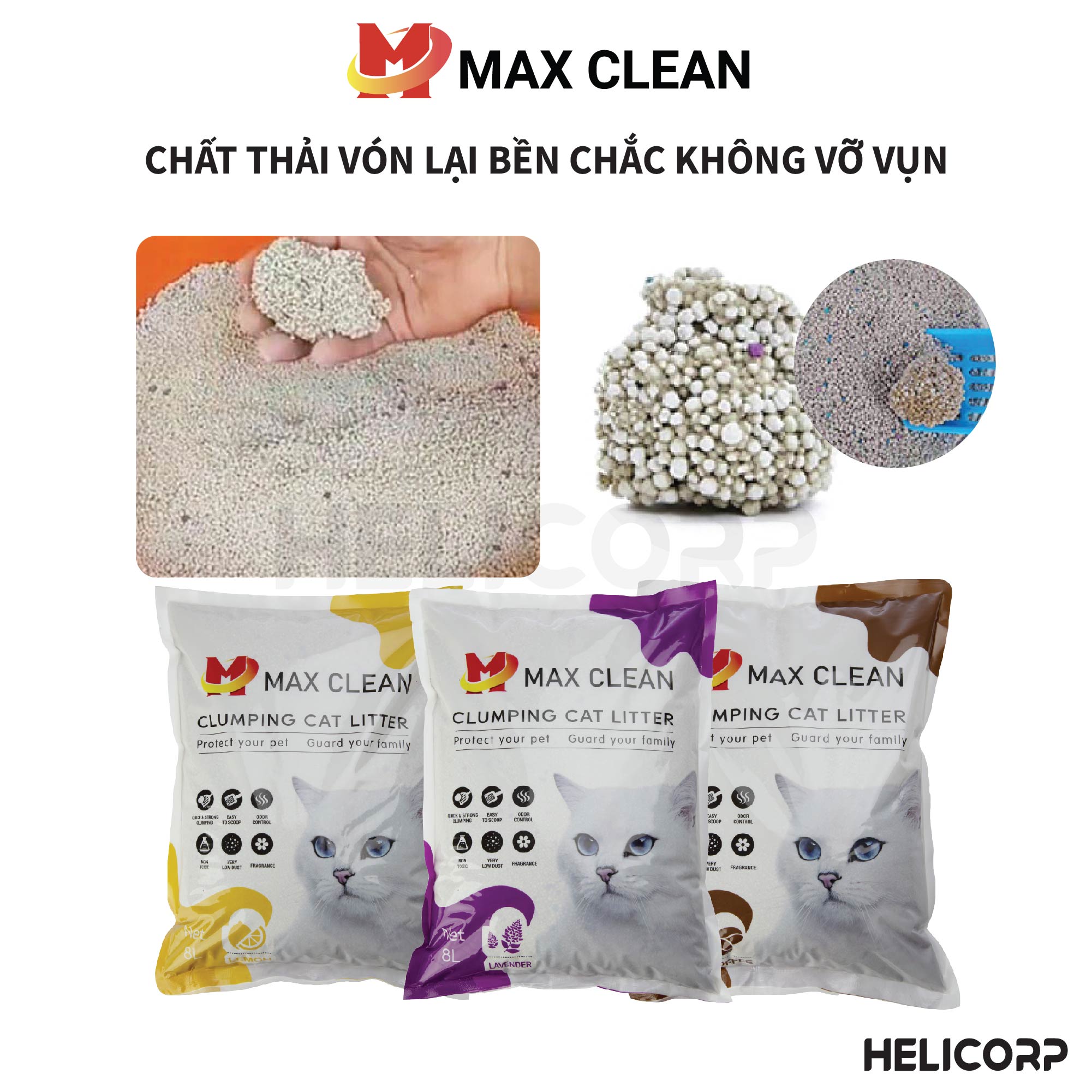 [1 tải 6 bịch=24Kg] Cát Mèo Cát Vệ Sinh Cho Mèo Max Clean
