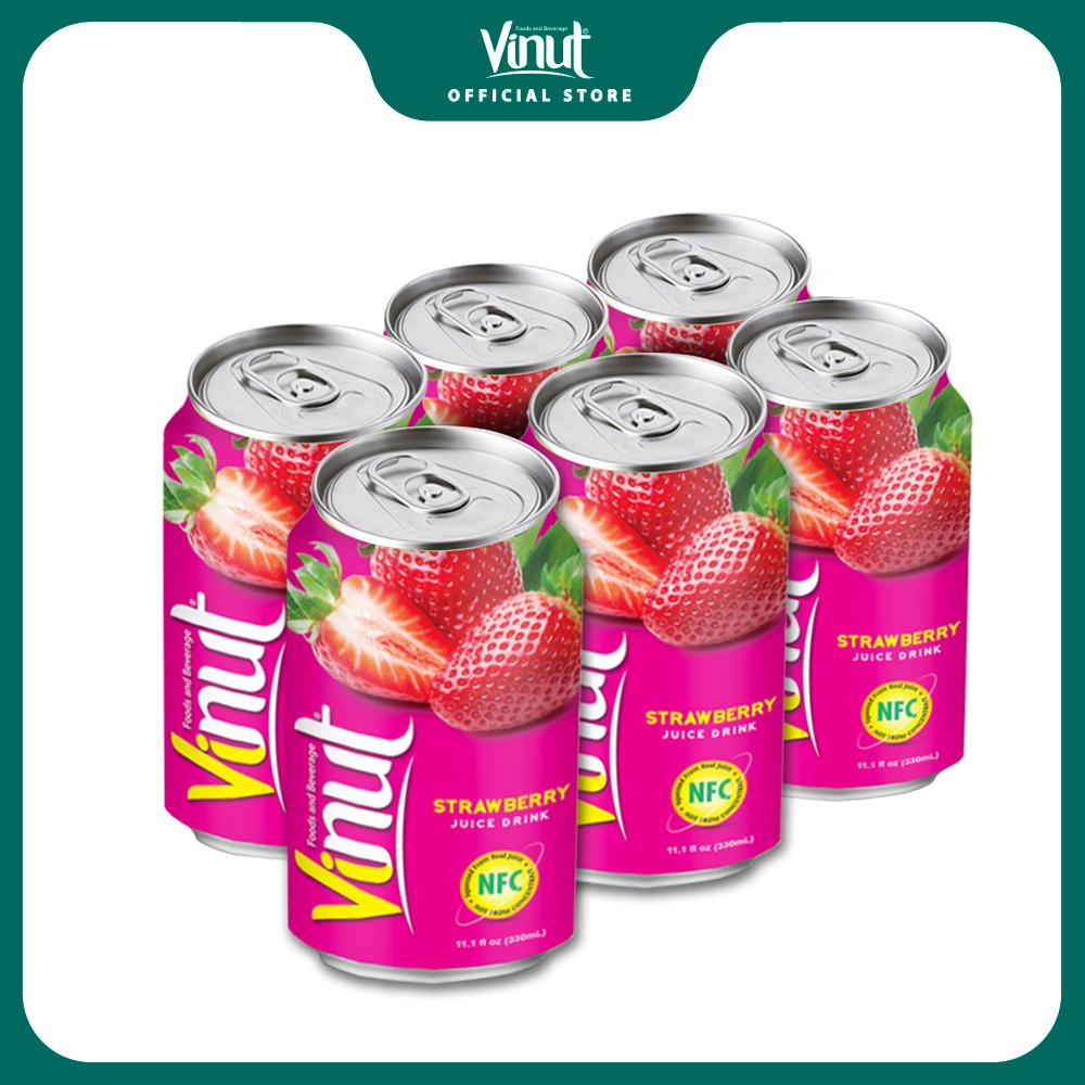[LỐC 6 LON] Nước Ép Dâu Vinut 330ml