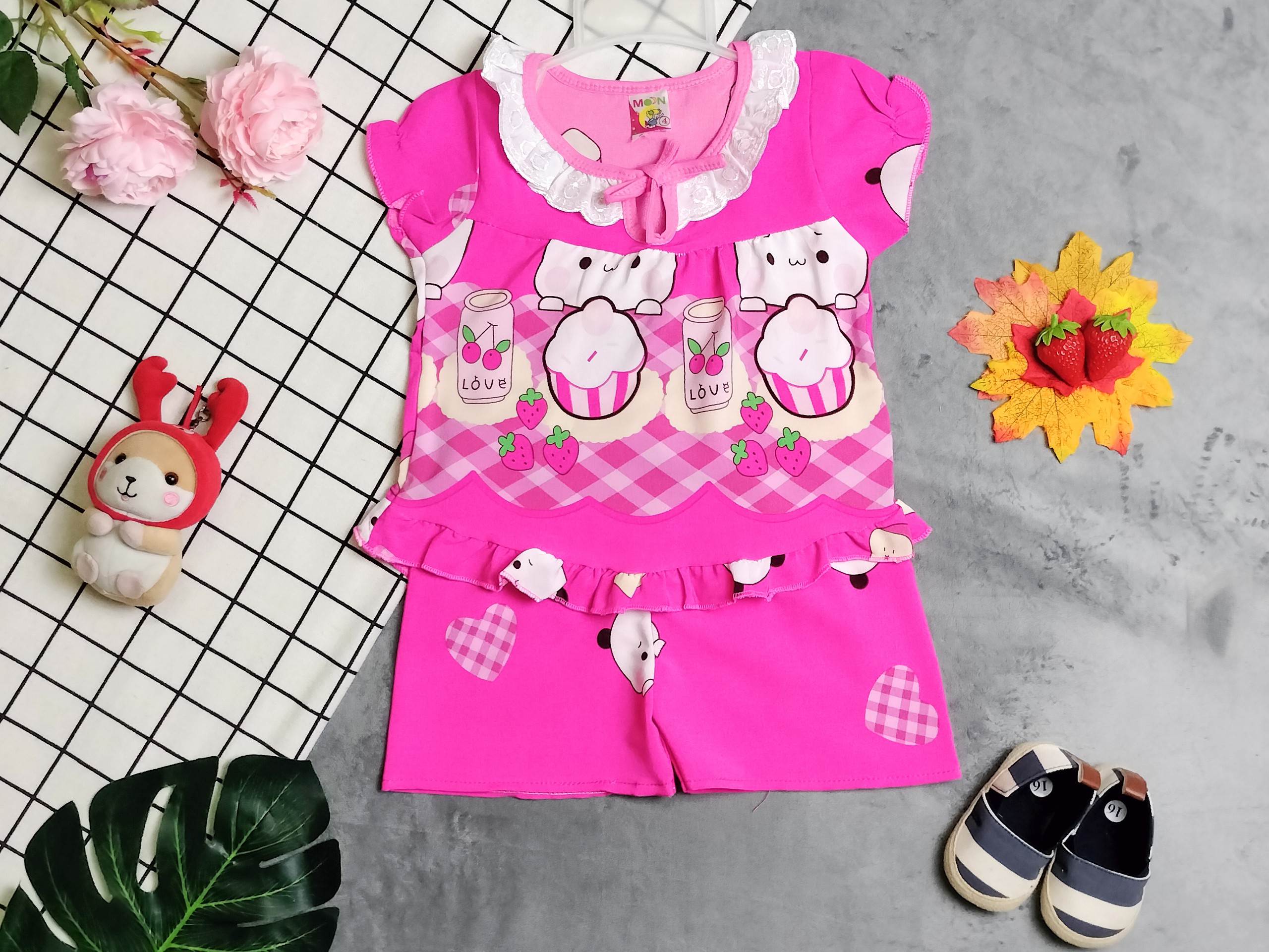 Bộ Lụa Tay Phồng Viền Bèo (giao màu ngẫu nhiên) (6-18kg)