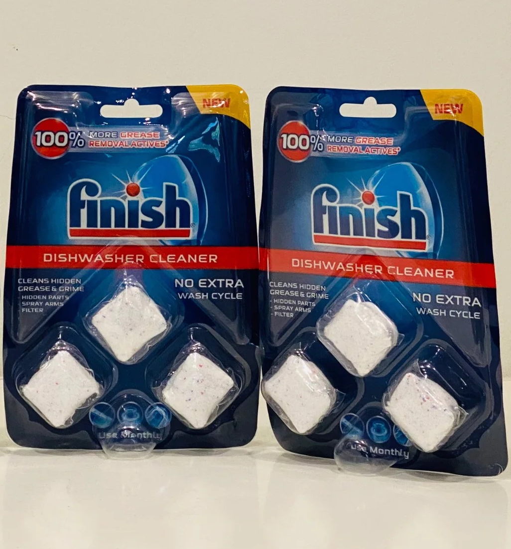 Vỉ 3 viên vệ sinh máy rửa chén bát Finish - viên tẩy rửa vệ sinh máy rửa chén bát giá rẻ