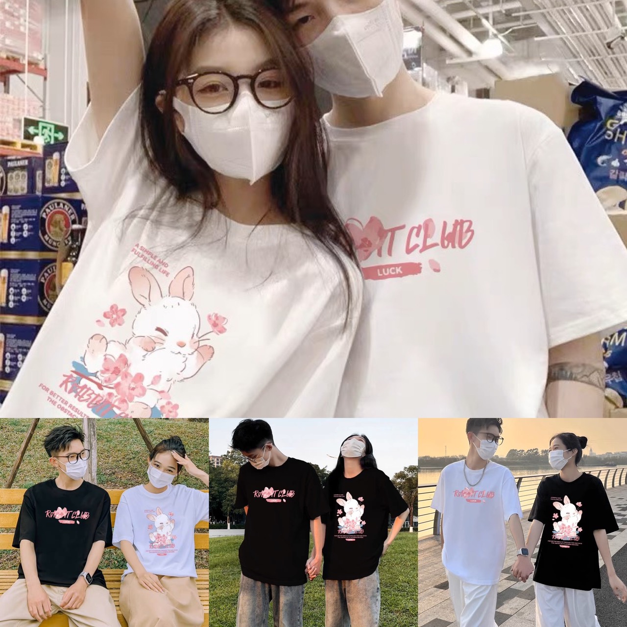 [FREESHIP] ÁO ĐÔI THỎ TRẮNG, ÁO THUN ĐÔI NAM NỮ HOT