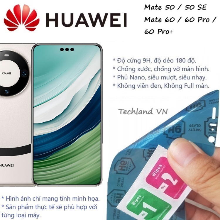 Cường Lực Phủ Nano Huawei Mate 50 / 60 / 50E / 60 Pro / 60 Pro+ - Trong Suốt, Không Full Màn, Không Viền Đen