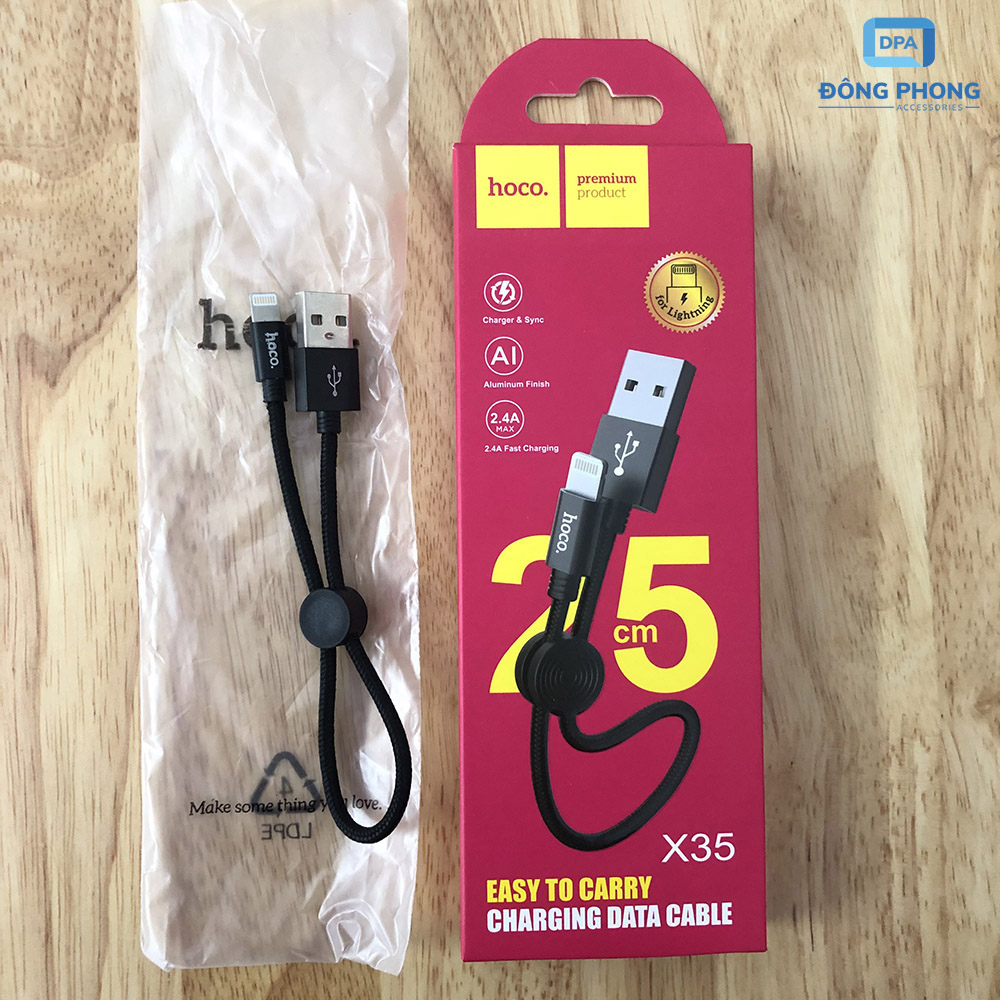 Cáp Ngắn Hoco X35 Sạc Nhanh iPhone, iPad Chính Hãng