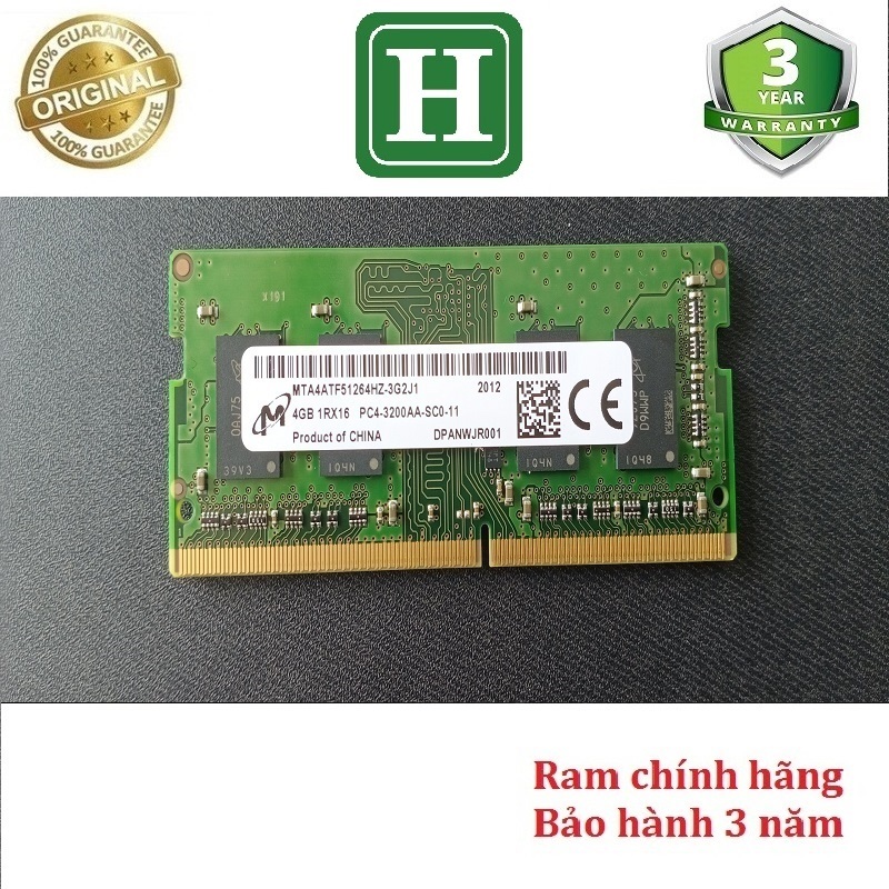 [HCM]Ram Laptop DDR4 4GB Bus 3200 tháo máy Bảo Hành 3 Năm