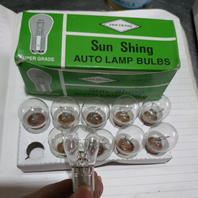 Hộp10 bóng đèn xi nhan , đèn phanh ô tô , xe máy 12v 24v 1 tóc , hai tóc