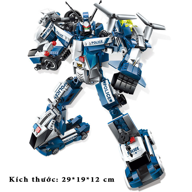 Đồ chơi cho bé  , Lắp ráp mô hình robot đồ chơi POLICE Cao 29 cm - robot biến hình  Bằng nhựa ABS an toàn