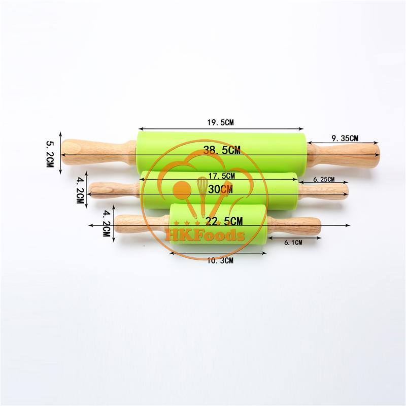 Cán lăn silicon tay cầm gỗ 30cm