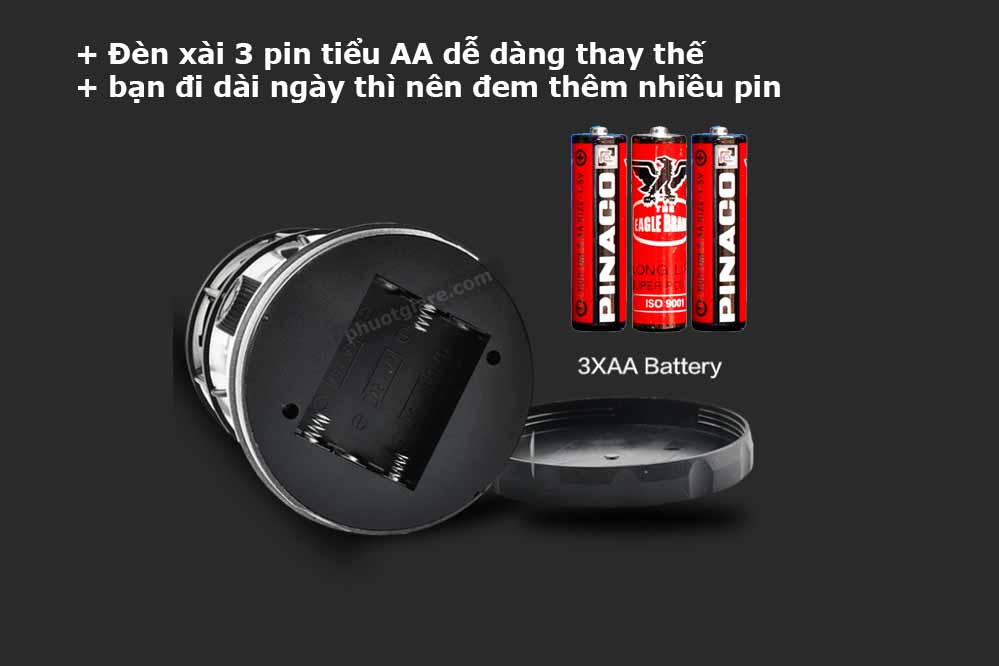 đèn bão LED cắm trại du lịch dùng pin AA