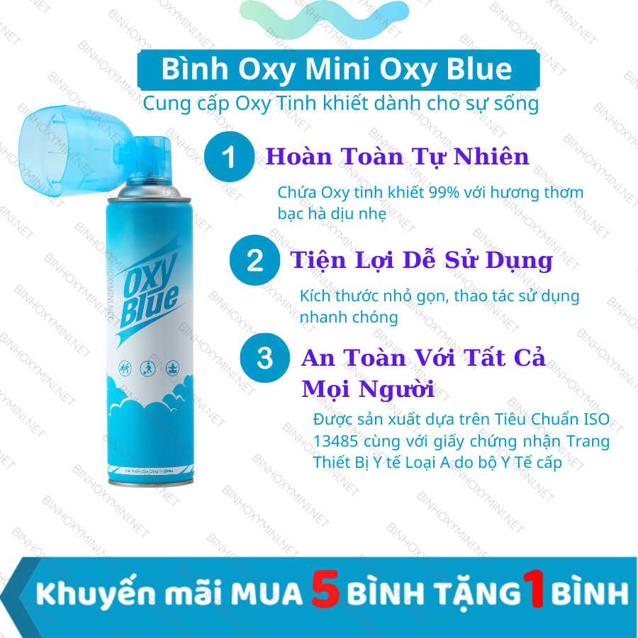 Bình Oxy Mini Cầm tay chứa Oxy tinh khiết 99%