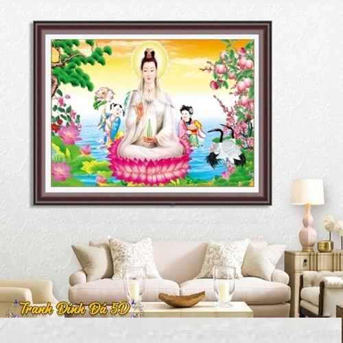 Tranh thêu chữ thập Phật Quan Âm LV3286 - tự thêu