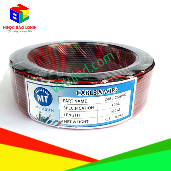 Dây điện đôi đỏ đen 10 tim (100m)