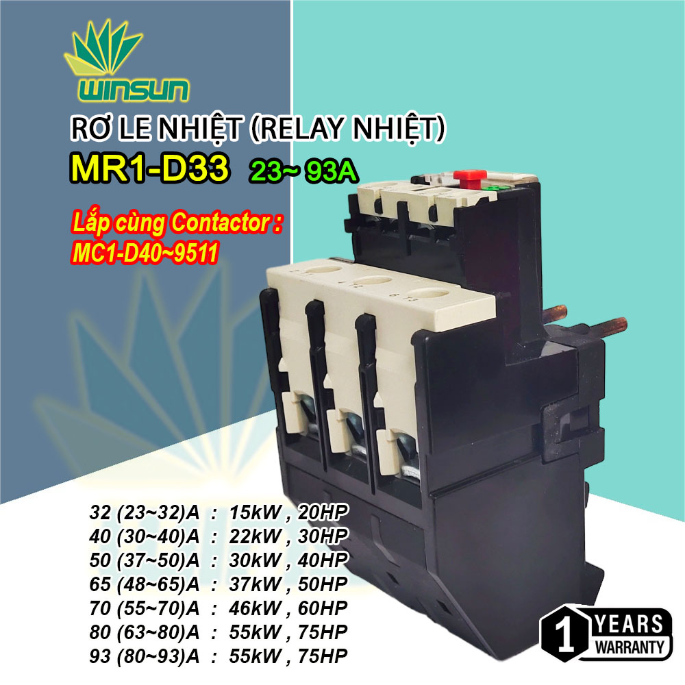 Rơ Le Nhiệt (Relay nhiệt) Winsun MR1-D33