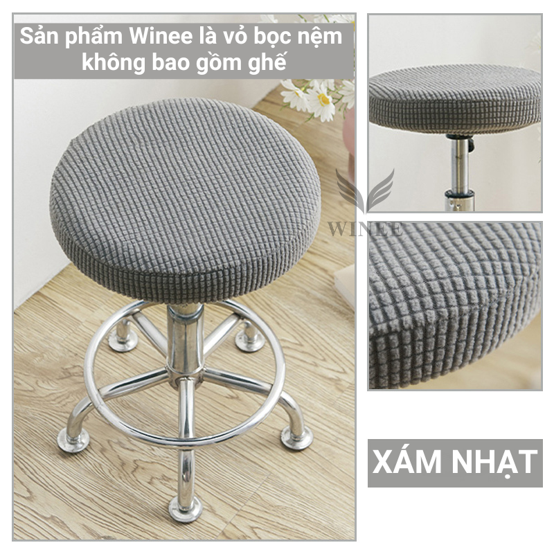 Vỏ bọc nệm ghế tròn xoay, áo bọc nệm ghế spa, salon vải nỉ caro mềm mại
