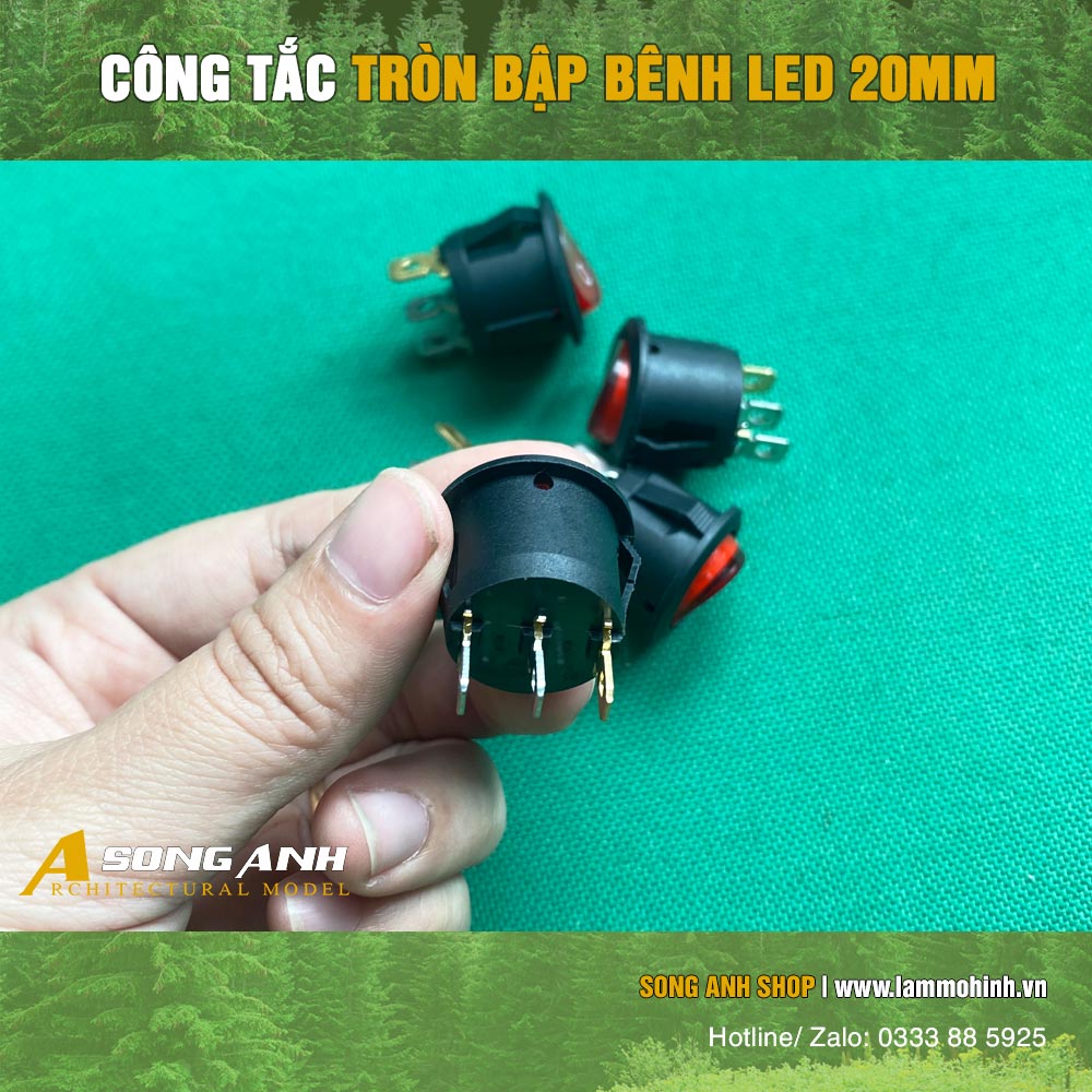 Công tắc tròn bập bênh LED 20mm ( 1 bịch 2 cái )