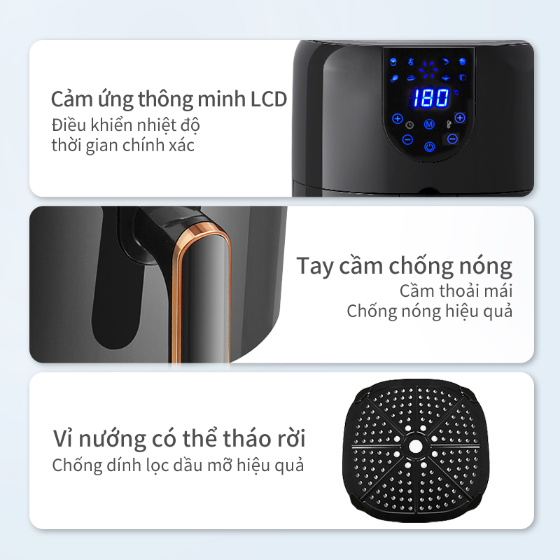 Nồi chiên không dầu Simplus 5L, dung tích lớn chiên nướng đa năng không dầu mỡ, nồi chiên tiện lợi kèm vỉ nướng - bảo hành một năm chỉ đổi không sửa KQZG004