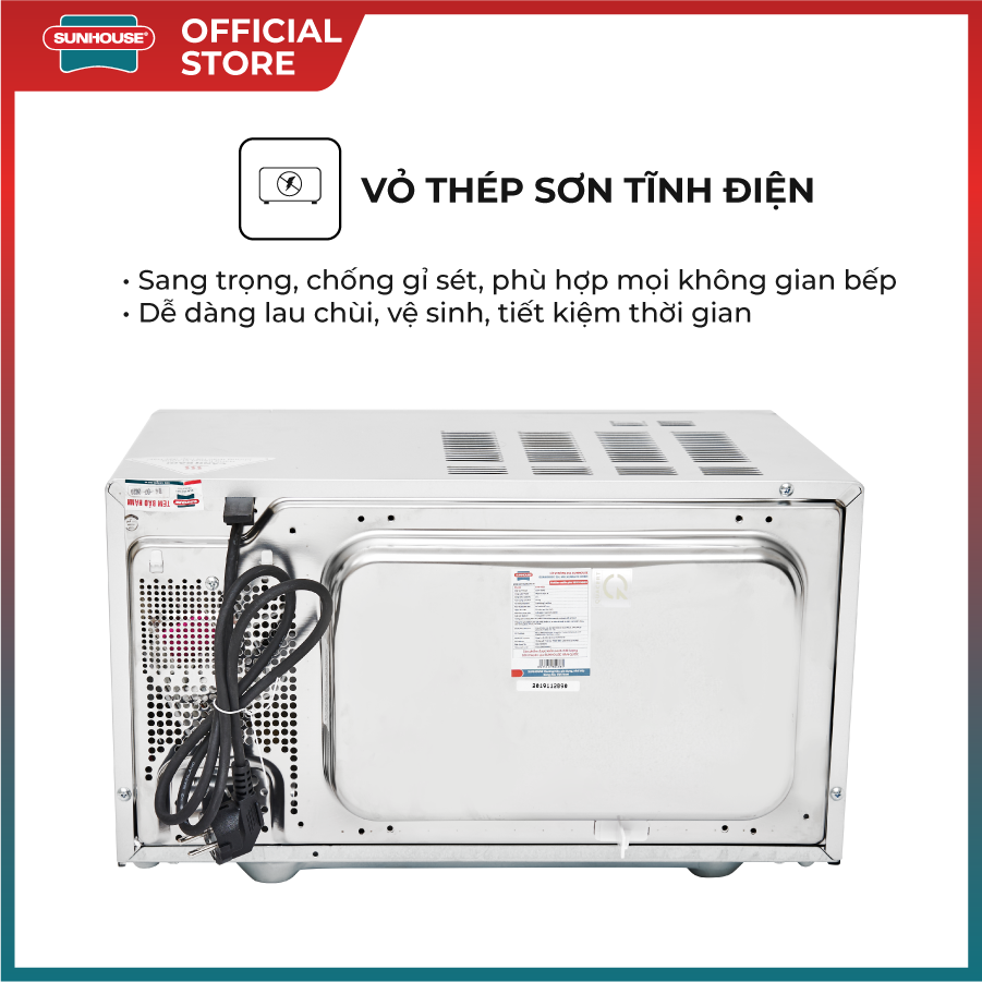 Lò vi sóng 25L SUNHOUSE SHD4823 đa chức năng hâm nóng, nướng - Điều chỉnh nhiệt độ & hẹn giờ linh hoạt - Công suất 1400W - Hàng chính hãng - Hình ảnh 4