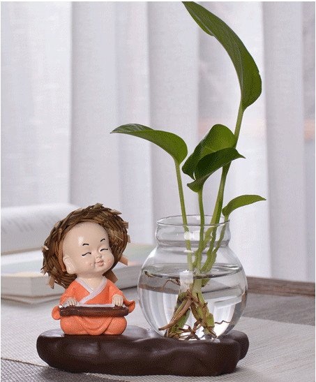 Bộ 4 Chú Tiểu Cầm Kỳ Thi Họa Đội Nón Rơm