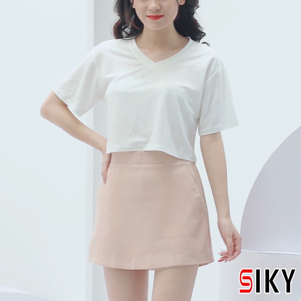 Áo croptop form rộng cổ tim - SIKY - ACRT02