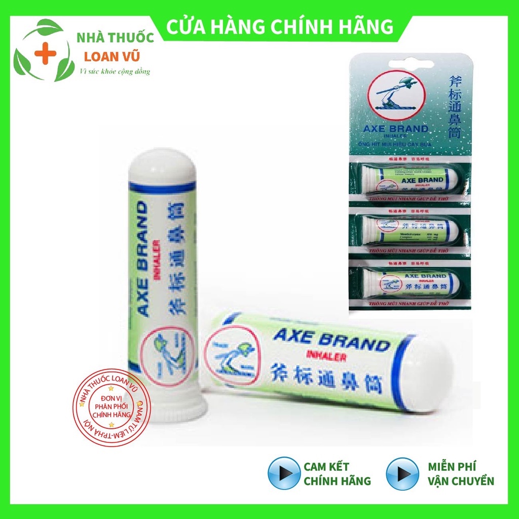 Ống hít mũi hiệu Cây Búa - Axe Brand Inhaler - Thông mũi nhanh, giúp dễ thở