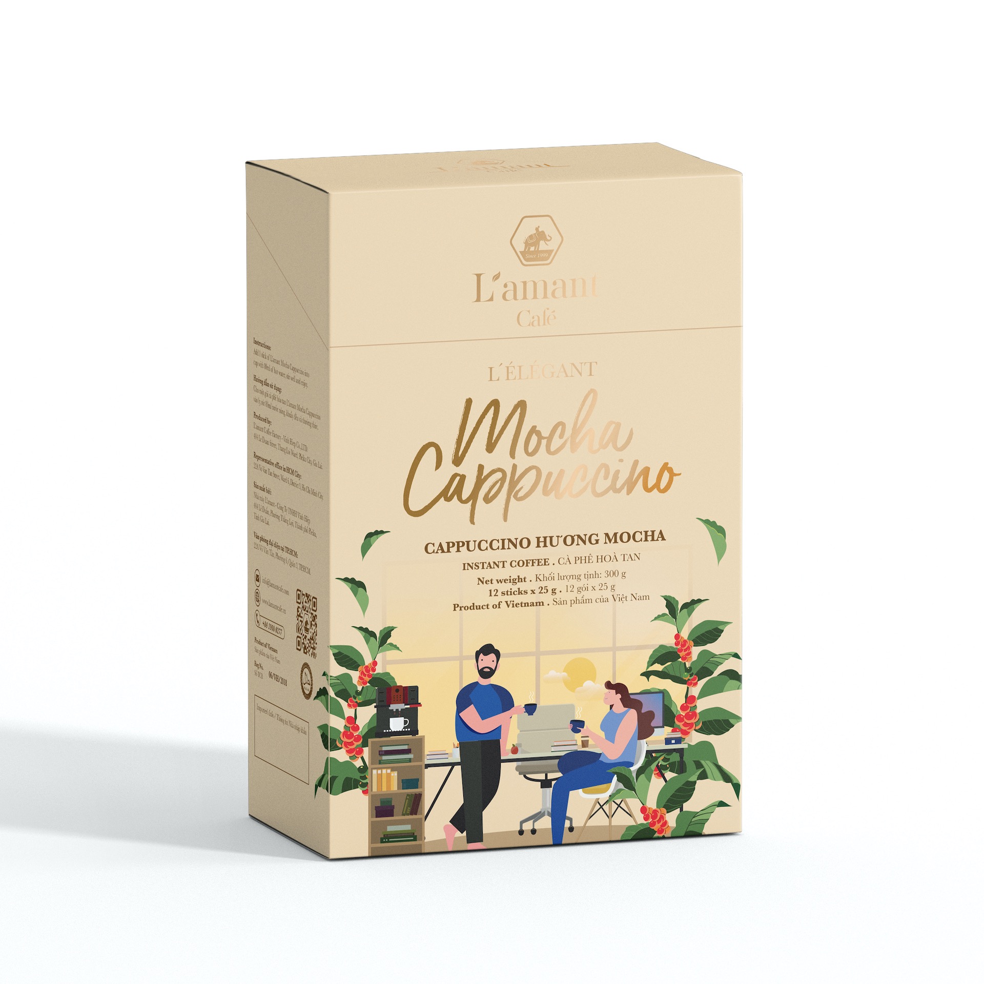 [New] Low-Sweet Instant Cappuccino Chocolate Coffee – Rich Cocoa Flavor, Smooth Milk Foam
