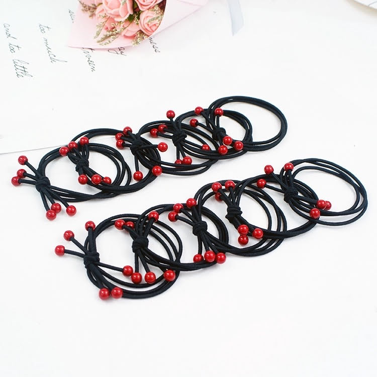 dây Buộc Tóc nữ,Dây Thun Cột Tóc,  3 Hạt Style Hàn Quốc-HCM-COMBO 10 dây