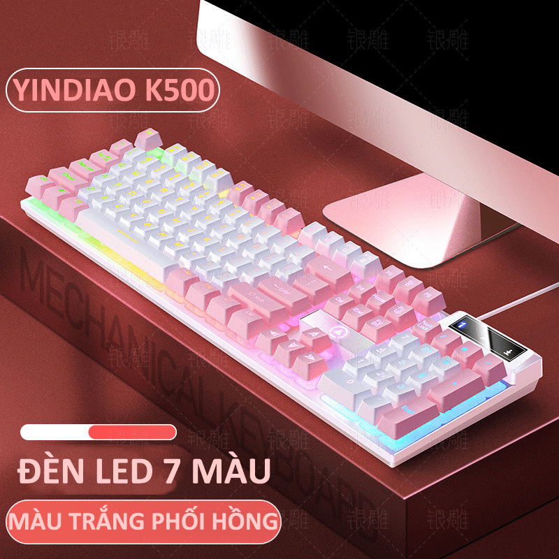 Bàn phím giả cơ YINDIAO K500 đa dạng màu sắc kèm theo đèn led 7 màu xuyên phím dành cho game thủ - NK