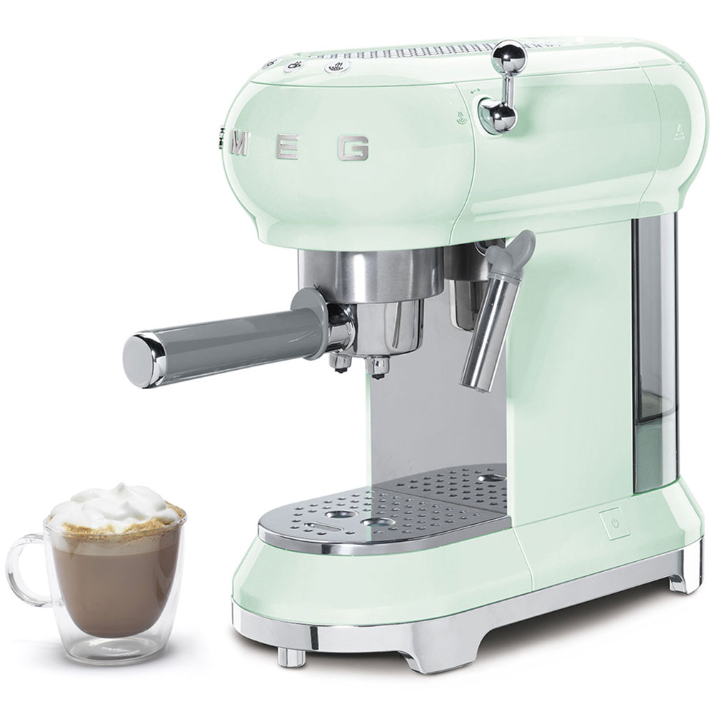 -Smail ecf01pgeu pastel green mint espresso maker, thermoblock, 15 bar