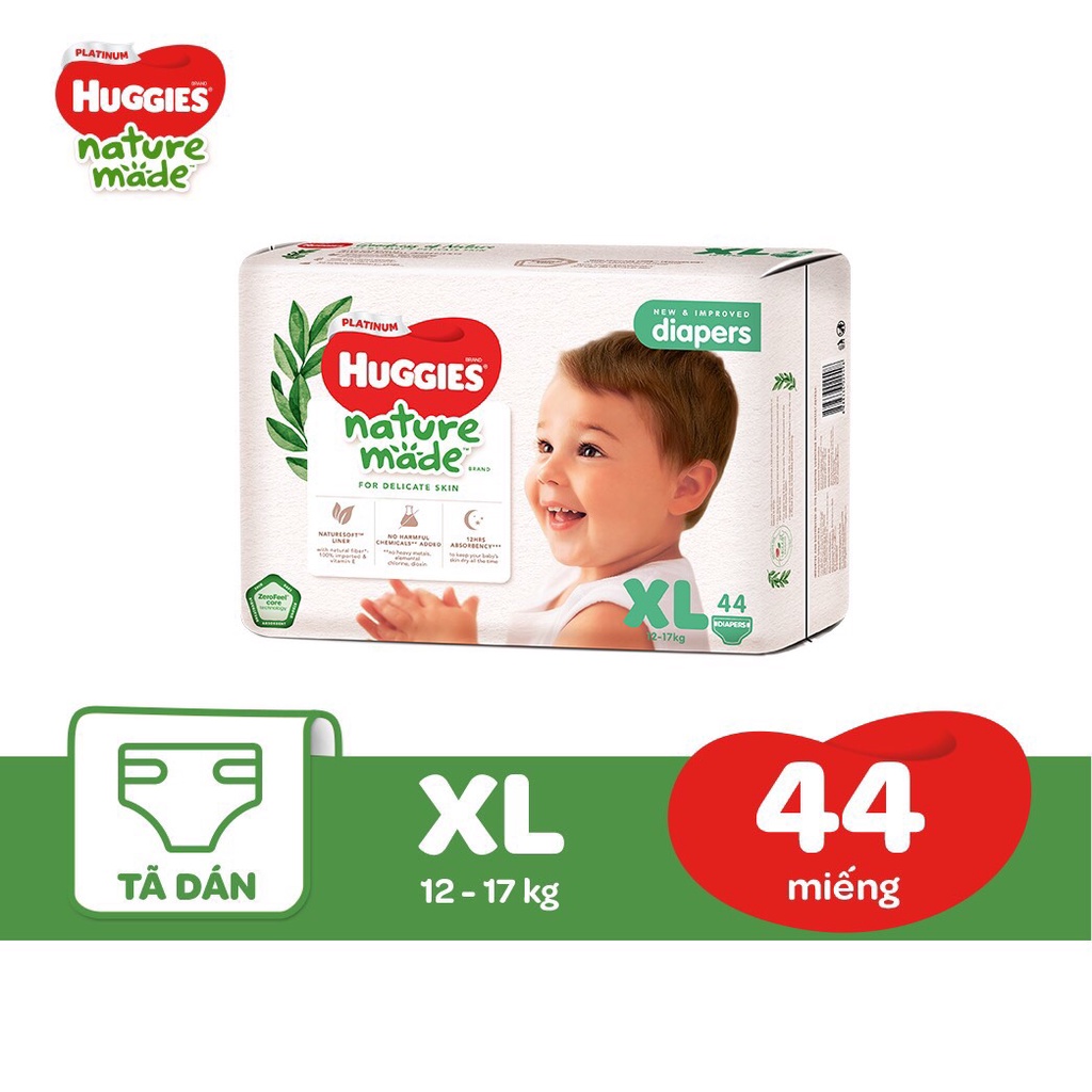 Tã dán huggies platinum nature made size nb60/s82/m64/l54/xl44.....
